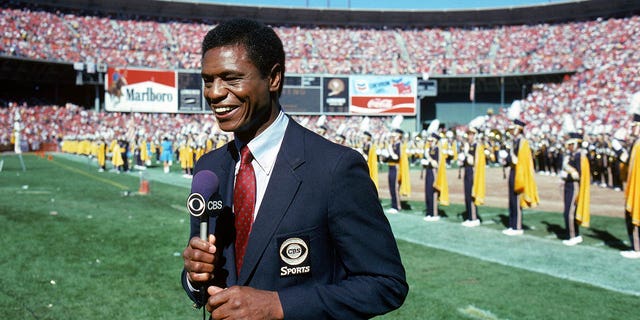 CBS analyst Irv Cross during NFL season circa 1985.