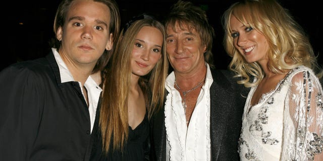 Rod Stewart with his children Sean Stewart, Ruby Stewart and Kimberly Stewart.