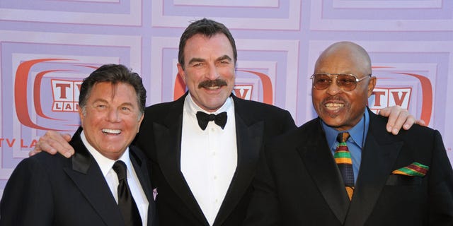 From left to right, Larry Manetti, Tom Selleck and Roger E. Mosley of "Magnum P.I." attend the 7th Annual TV Land Awards held at Gibson Amphitheatre on April 19, 2009.