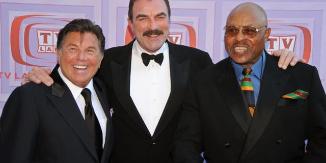 From left to right, Larry Manetti, Tom Selleck and Roger E. Mosley of "Magnum P.I." attend the 7th Annual TV Land Awards held at Gibson Amphitheatre on April 19, 2009.