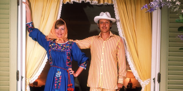 Colin Tennant and his wife Anne, on the island of Mustique, which he owned, circa 1973.