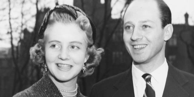 Colin Tennant, friend of Princess Margaret, and Lady Anne Coke as they announce their engagement on Dec. 16, 1955.