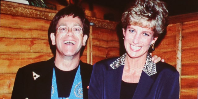 This photo of Sir Elton John with Princess Diana was shared during the singer's lecture on the late royal's work with HIV patients in 2018. The star shared a close bond with the late princess.