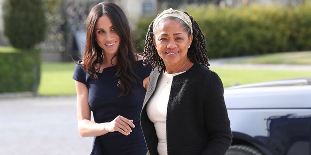 In her podcast "Archetypes," Meghan Markle, left, praised her mother, Doria Ragland.