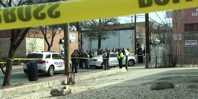 Scene of a shooting involving an officer in Washington, DC on February 10, 2023.