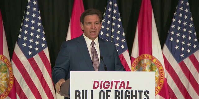 Florida Gov. Ron DeSantis announced a Digital Bill of Rights for Floridians at Palm Beach on Wednesday, Feb. 15, 2023.