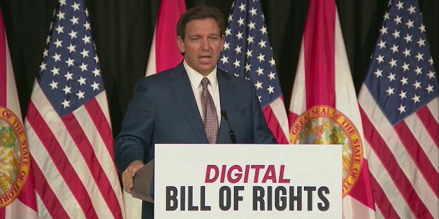 Florida Gov. Ron DeSantis announced a Digital Bill of Rights for Floridians at Palm Beach on Wednesday, Feb. 15, 2023.