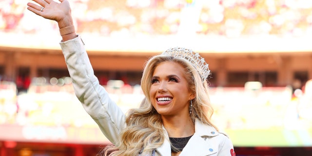 Gracie Hunt before an NFL football game against the Green Bay Packers on Sunday, November 7, 2021, in Kansas City, Missouri.