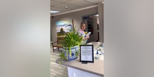 Great Falls Inn housekeeper Kathryn Carrette is seen on this video posted to TikTok by Jaylynn Mitchell.