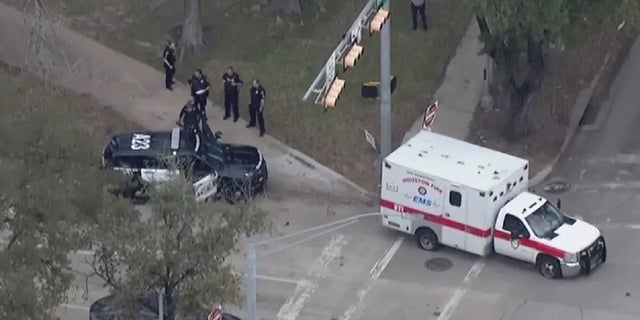 A suspect who allegedly stole a Houston Fire Department ambulance was arrested Monday after a police chase. 