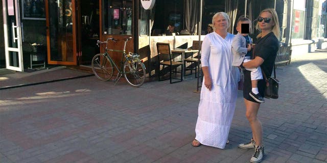 Halyna Hutchins with her mother, Olga Solovey, and her son, Andros.