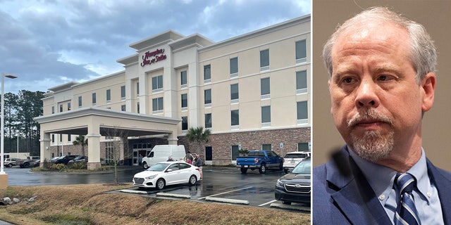 The Hampton Inn and Suites in Walterboro, S.C., where the prosecution team is staying for Alex Murdaugh's murder trial. Lead prosecutor Creighton Waters.