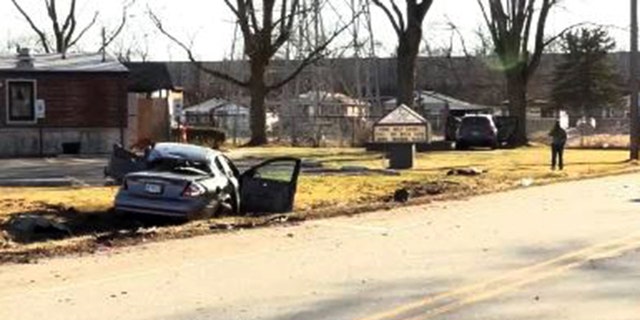 Wide shot of the crash scene in Robbins, Illinois.