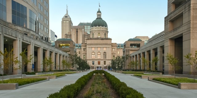 The Indiana State Capitol, where lawmakers are considering a new bill that would prohibit picketing or protesting outside someone's home with the intention to harass.