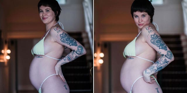Ireland Baldwin pregnant in a bikini