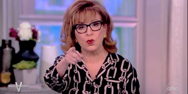 "The View" co-host Joy Behar points astatine nan camera while arguing nan Ohio train derailment is Donald Trump's fault.