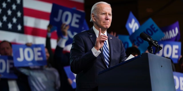 President Joe Biden speaks at the Democratic National Committee Winter Meeting, Friday, Feb. 3, 2023, in Philadelphia.  (AP Photo/Patrick Semansky)