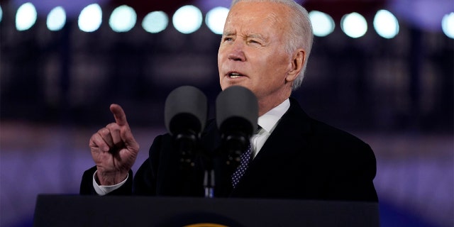 President Biden delivers a speech in Warsaw to Bucharest 9 on the one-year anniversary of the Russian invasion of Ukraine.