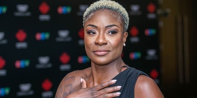 Jully Black attends the unveiling of her 2021 Canada Walk of Fame plaque to celebrate her induction into Arts & Entertainment during the 2022 Canada Walk of Fame Gala at the Beanfield Centre, Exhibition Place on December 3, 2022 in Toronto.
