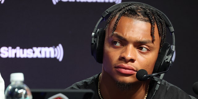 Justin Fields of the Chicago Bears attends SiriusXM At Super Bowl LVII on Feb. 9, 2023, in Phoenix, Arizona.