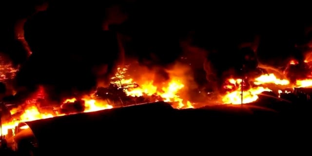Fire crews are using water and foam to get the fire under control. About 75 firefighters from the Orange County, Osceola County, and Kissimmee are on the scene.