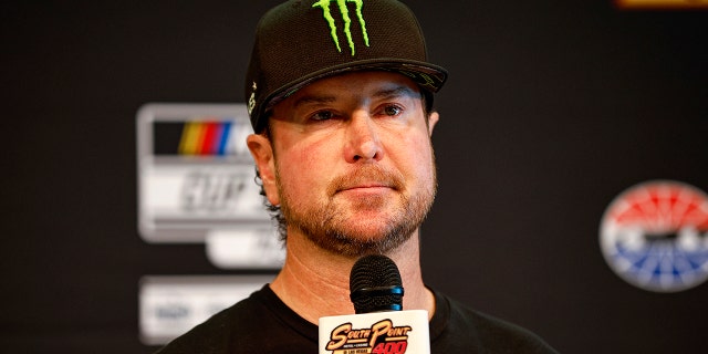 NASCAR driver Kurt Busch speaks to the media during a press conference prior to practice for the NASCAR Cup Series South Point 400 at Las Vegas Motor Speedway on October 15, 2022 in Las Vegas, Nevada.