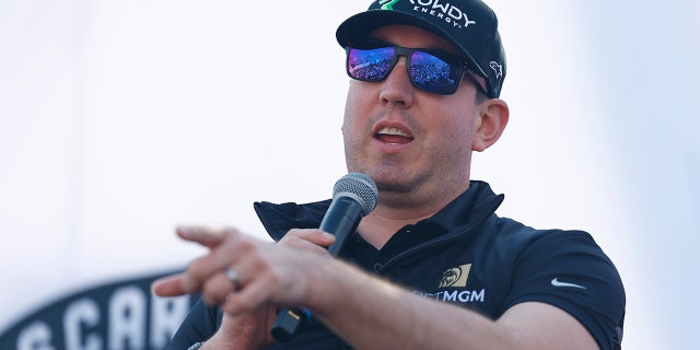 Kyle Busch before the start of the NASCAR Cup Series Busch Light Clash at The Coliseum on February 5, 2023, at the Los Angeles Memorial Coliseum in Los Angeles.