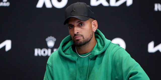 Nick Kyrgios speaks during a press conference