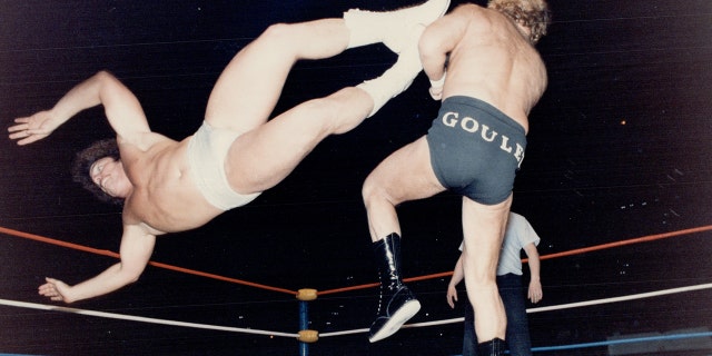 Leaping Lanny Poffo; kicking Goulet in Canada.