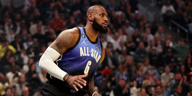 LeBron James #6 of the Los Angeles Lakers during the first quarter in the 2023 NBA All Star Game between Team Giannis and Team LeBron at Vivint Arena on February 19, 2023, in Salt Lake City, Utah.