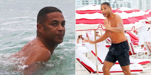 Don Lemon appears to have noticed a photographer who spotted him on vacation in Miami Beach as he's engulfed in controversy. 