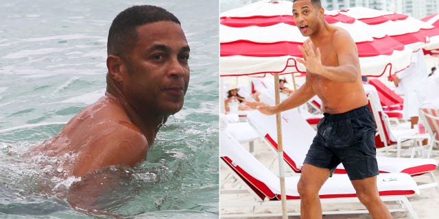 Don Lemon appears to have noticed a photographer who spotted him on vacation in Miami Beach as he's engulfed in controversy. 