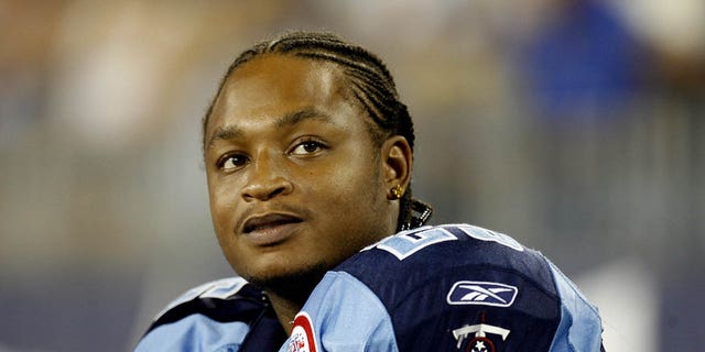 LenDale White of the Tennessee Titans against the Tampa Bay Buccaneers during a preseason game at LP Field on August 15, 2009 in Nashville.
