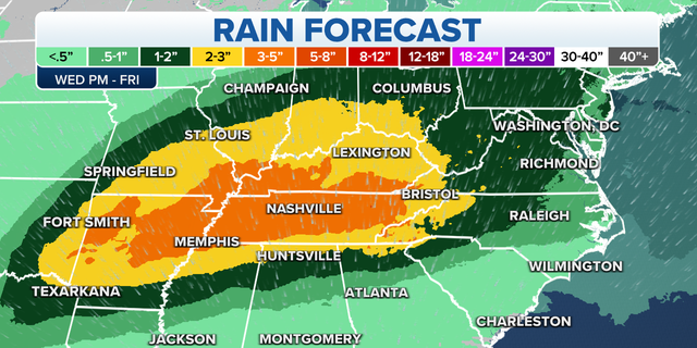 Rain forecast from Wednesday through Friday in the Midwest and Northeast