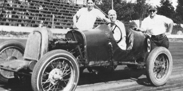 Bill France Sr., was an early open-wheel race driver long before he embraced the future with full-bodied stock cars. Here he shows off this Model T-based sprinter at a track in Maryland in 1931. 