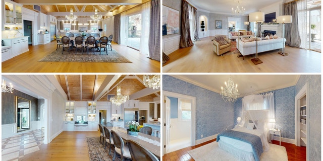 The interior of the Manor House, one of five luxurious properties Alex Murdaugh's legal team rented for the duration of his trial in Walterboro, S.C. Clockwise from left to right: the kitchen, the living room, the foyer and dining room and a guest bedroom.