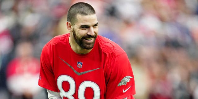 Mark Andrews of the Baltimore Ravens and AFC lines up against the NFC during the 2023 NFL Pro Bowl Games at Allegiant Stadium on February 5, 2023 in Las Vegas, Nevada.