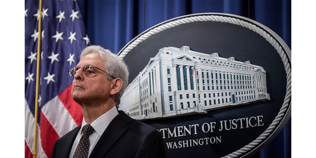 Attorney General Merrick Garland attends a news conference to announce recent law enforcement action in transnational security threats case, at the U.S. Department of Justice headquarters on Jan. 27, 2023 in Washington, D.C.