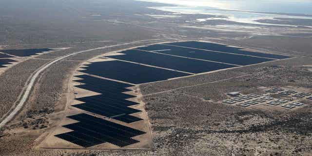 Aerial view of the northern border state of Sonora where state electric utility is building the largest solar plant in all of Latin America, in Puerto Penasco, Sonora state, Mexico, on Feb. 2, 2023. Mexico is pushing to accelerate its move to renewable energy in the country.