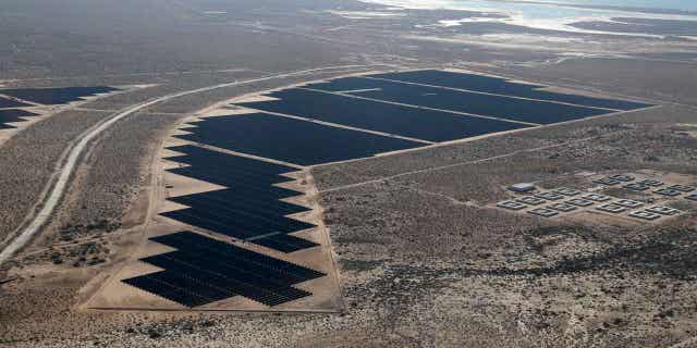 Aerial view of the northern border state of Sonora where state electric utility is building the largest solar plant in all of Latin America, in Puerto Penasco, Sonora state, Mexico, on Feb. 2, 2023. Mexico is pushing to accelerate its move to renewable energy in the country.