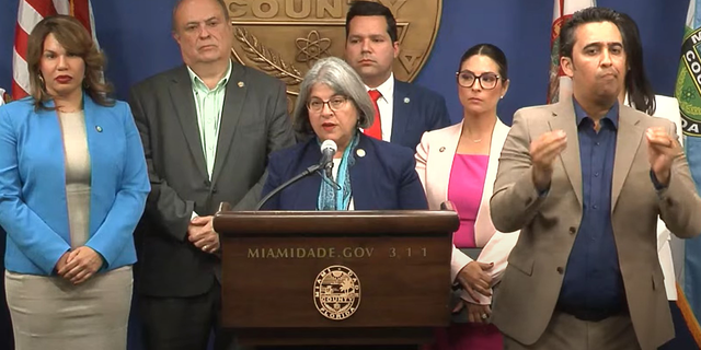 Miami-Dade County, Florida mayor Daniella Levine Cava provides an update on a waste-to-energy facility fire in Doral, Florida on Thursday that started on Sunday.