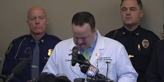 E.W. Sparrow Hospital leader Dr. Denny Martin got emotional Tuesday when describing the response to the Michigan State University shooting that left three dead and five wounded.