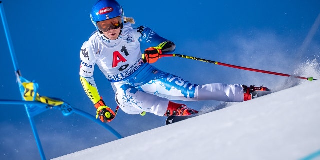 Alpine Skiing: World Cup, Super G, Women: Mikaela Shiffrin, USA, on the course.