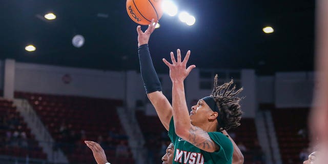Mississippi Valley State Delta Devils guard Terry Collins (11) shoots during the game between the Mississippi State Bulldogs and the Mississippi Valley State Delta Devils on December 3, 2022 at Humphrey Coliseum in Starkville, MS.