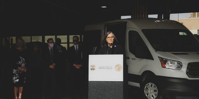 Councilwoman Monica Rodriguez announcing the Therapeutic Transportation Pilot Program in October 2020. 