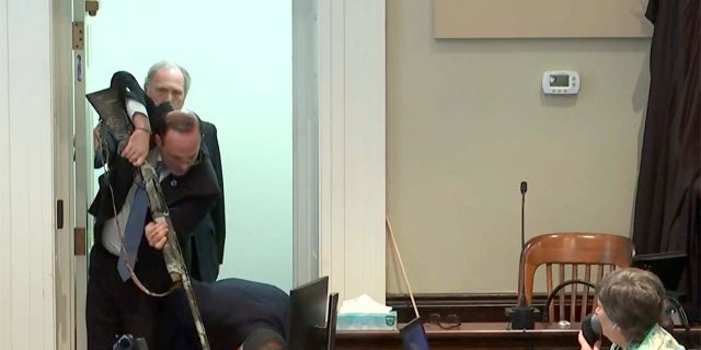 Kenneth Kinsey testifies on the witness stand during Alex Murdaugh’s double murder trial at the Colleton County Courthouse in Walterboro, South Carolina, on Tuesday, February 28, 2023.