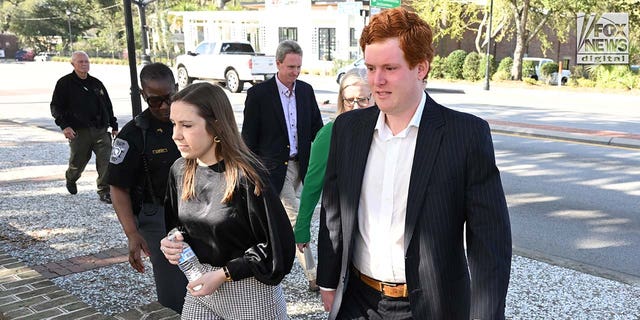 Brooklynn White and Buster Murdaugh arrive at the Colleton County Courthouse in Walterboro, South Carolina on Tuesday, February 28, 2023. Alex Murdaugh is on trial for the double slaying of his son, Paul, and wife, Maggie, in June 2021.