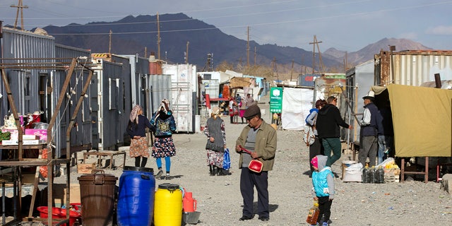 The Murghab bazaar with stalls inside containers in the Murghab District of Gorno-Badakhshan Autonomous Region, Tajikistan. 