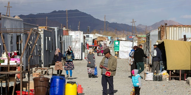 The Murghab bazaar with stalls inside containers in the Murghab District of Gorno-Badakhshan Autonomous Region, Tajikistan.