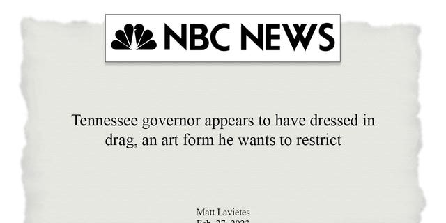 NBC News suggests Tennessee Gov. Bill Lee is guilty of hypocrisy with its report about a resurfaced yearbook photo of him dressed as a woman.